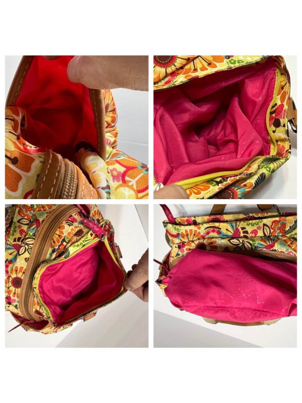 Lily Bloom Floral Bee Tote Bag Busy Bee Recycled Polyester Vinyl Trim Boho Y2K - Picture 10 of 16